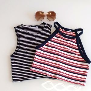 Set of 2 Zara stripped crop tops